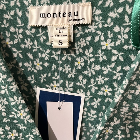 NWT Monteau Green Floral Dress - Picture 3 of 3